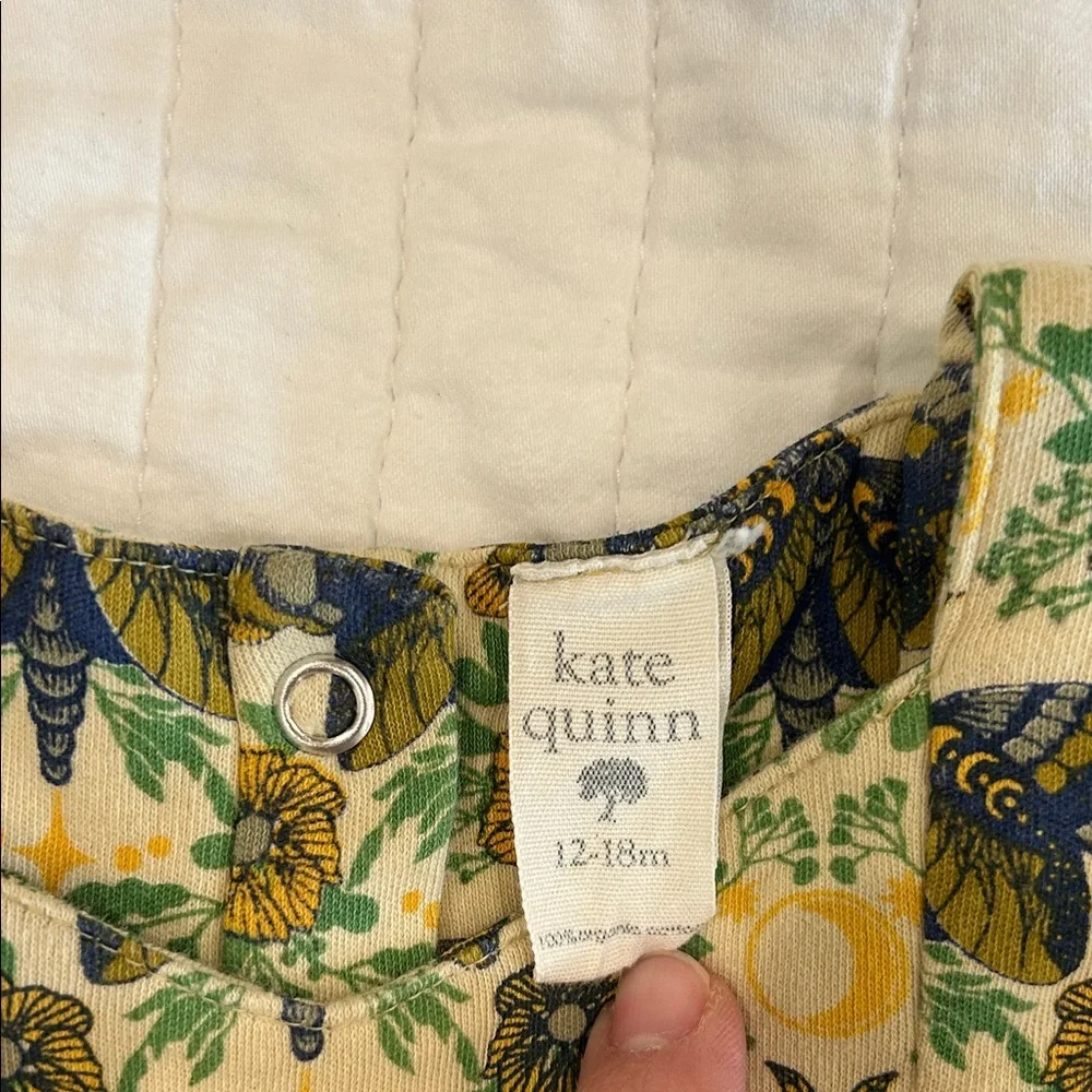 Kate Quinn Insect Print Baby Bubble Romper with Navy Bow - Picture 4 of 5